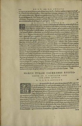 Marci Tvllii Ciceronis Epistolarvm Ad T. Pomponivm Atticvm Liber Qvintvs.