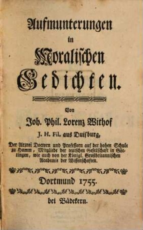 Aufmunterungen in Moralischen Gedichten