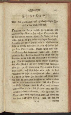 Zehntes Kapitel. Von den gichtischen und gliederflüssigen Zufällen der Gebärmutter.