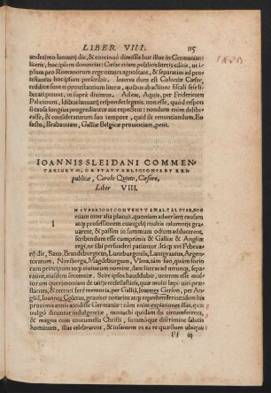 Ioannis Sleidani Commentariorum ... Liber VIII.