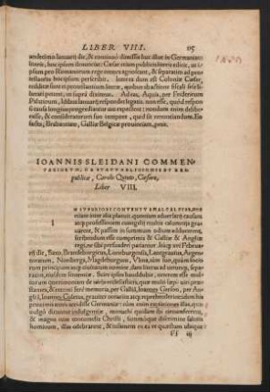 Ioannis Sleidani Commentariorum ... Liber VIII.