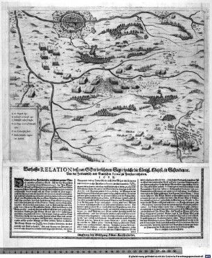 Warhaffte Relation deß von Gott verlihenen Sigs welche die Königl. Majest. in Schweden [et]c. Von der Fridlendisch: und Bairischen Armee zu Freystatt erhalten : 1632
