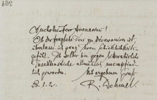 Brief an Ferdinand Avenarius