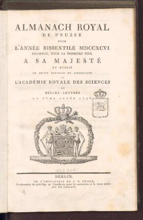 1.1796: Almanach royal de Prusse, 1.1796