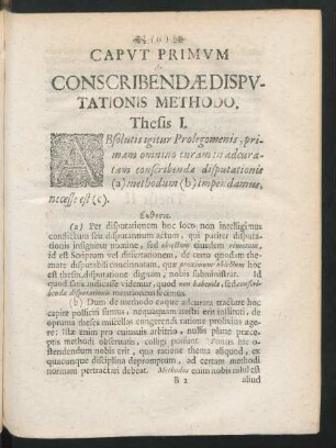 Capvt Primvm Conscribendae Dispvtationis Methodo