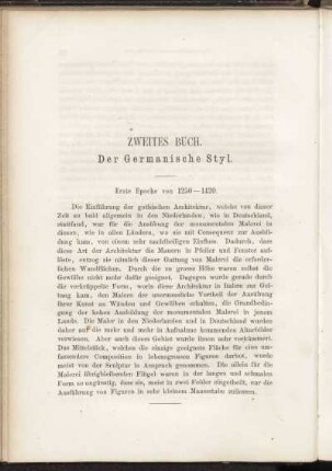 Zweites Buch. Der Germanische Styl. Erste Epoche von 1250-1420.