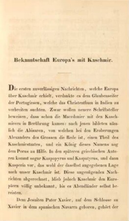 Bekanntschaft Europa's mit Kaschmir