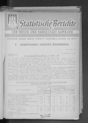 Die Bautätigkeit in Hamburg im August 1958 : Lfd. Nr. 17