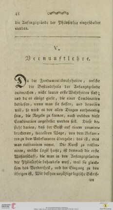 V. Vernunftlehre
