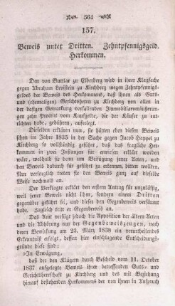 157. Beweis unter Dritten. Zehntpfennigsgeld. Herkommen.