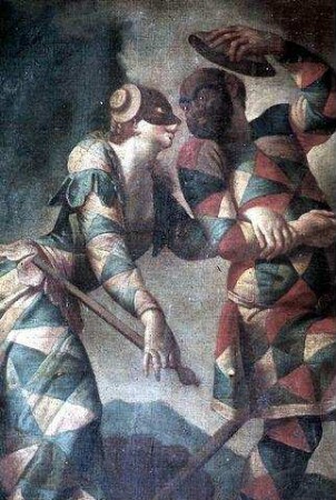 Harlekin und Colombine tanzend