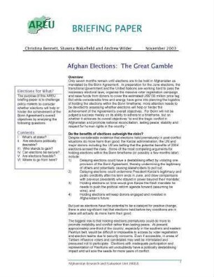 Afghan elections: the great gamble