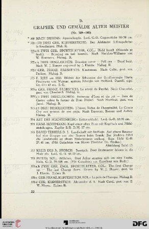 Graphik und Gemälde alter Meister (Nr.369-392)