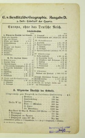 A. Allgemeine Übersicht des Erdteils