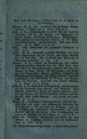 Auswahl vorzüglicher Predigten auf alle Sonn- und Feiertage des Jahres, wie auch bei verschiedenen Gelegenheiten und der heiligen Fastenzeit. 1832, Aug. - Dez.