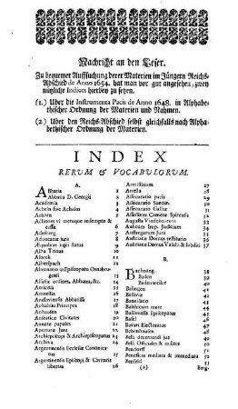 Index Rerum & Vocabulorum.