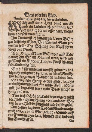 Das vierdte Lied. Jm thon: Gott grüß dich feines Liebelein.