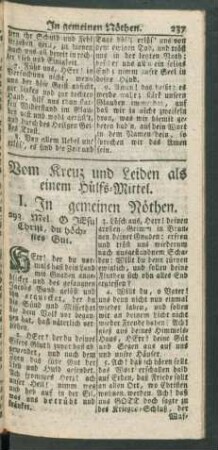I. In gemeinen Nöthen