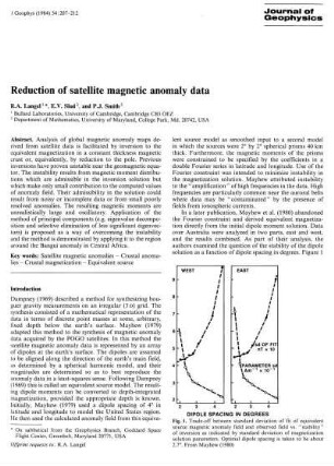 Reduction of satellite magnetic anomaly data