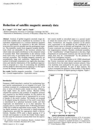 Reduction of satellite magnetic anomaly data