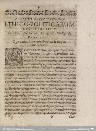 Collegii Exercitationum Ethico-Politicarum Disputatio V.