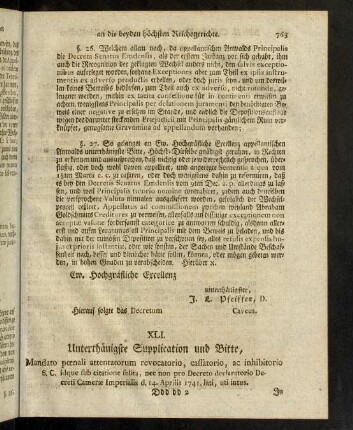 763-780, XLI. Unterthänigste Supplication und Bitte, [...] - LI. Allerunterthänigste Supplica [...]