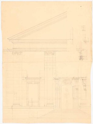 Kunstakademie, Kassel: Hauptgebäude: Aufriss Vorderansicht, Rückansicht des Mittelbaus