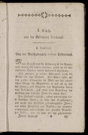 I. Capitel. Von der Verschiedenheit unserer Erkenntniß.