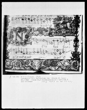 Bußpsalmen des Orlando di Lasso — Mittelleiste mit Initiale N und Zentaur