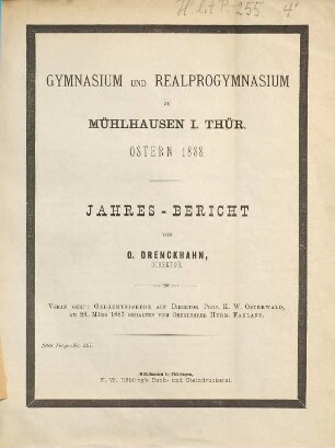 Jahres-Bericht : Ostern ... 1887/88
