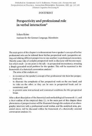 Perspectivity and professional role in verbal interaction
