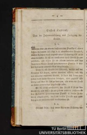 Erstes Kapitel. Von der Zusammensetzung und Zerlegung der Kräfte.