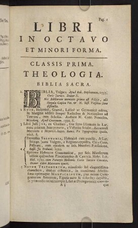 1-51, Classis Prima. Theologia.