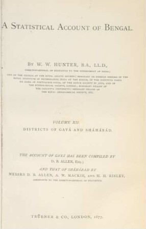 Vol. 12: Districts of Gayā and Shāhābād