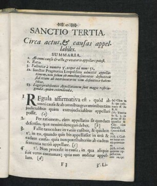 Sanctio Tertia. Circa actus, & causas appelabiles.
