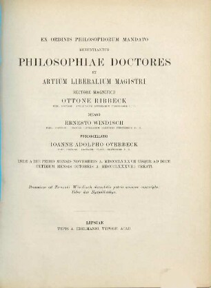 Ex Ordinis Philosophorum mandato renuntiantur philosophiae doctores et artium liberalium magistri. 1887/88