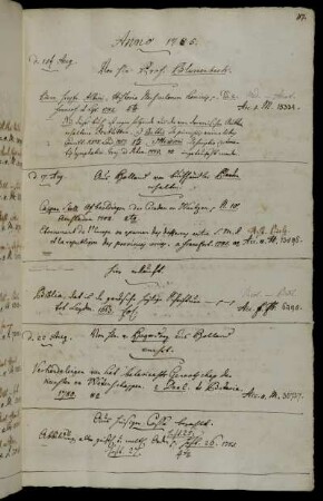 Von Hhn Prof. Blumenbach. - Aus Holland von Buchhändler Plaaten erhalten. - Hier erkauft. - Von Hhn. v. Hogendorp aus Holland verehrt. - Aus hiesiger Casse bezahlt.