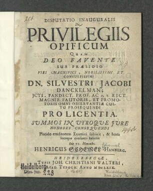 Disputatio Inauguralis De Privilegiis Opificum