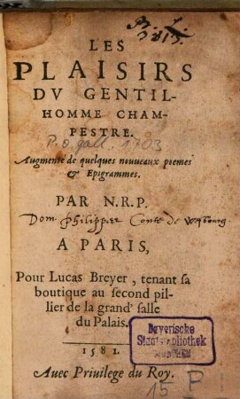 Les plaisirs du gentilhomme champestre