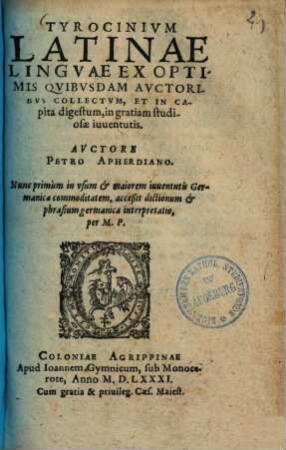 Tyrocinium latinae linguae : ... in gratiam studiosae iuventutis
