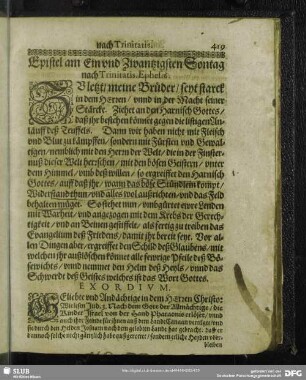 Epistel am Ein und Zwantzigsten Sontag nach Trinitatis
