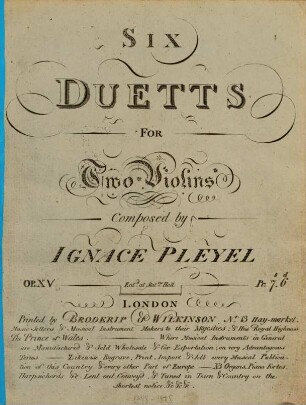 Six duetts for two violins : op. 15