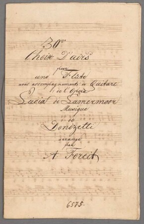 "Lucia di Lammermoor - Excerpts; Arr; fl, guit". - BSB Mus.Schott.Ha 6604-2