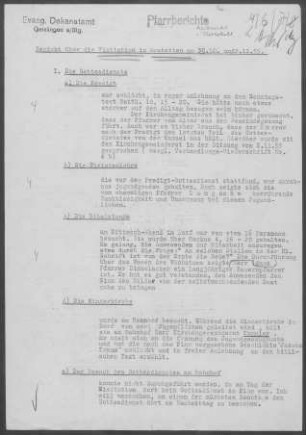Amstetten: Visitationsbericht mit Pfarrbericht 1955