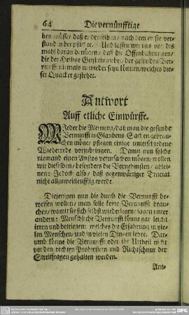 Antwort Auff etliche Einwürffe