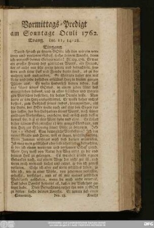 [No. 18.] Vormittags-Predigt am Sonntage Oculi 1762. Evang. Luc. 11, 14 - 28.