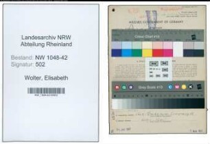 Entnazifizierung Elisabeth Wolter , geb. 11.11.1902 ()