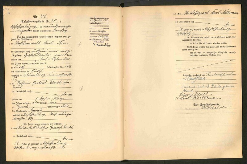 Standesamtsbuch der Stadt Aschaffenburg: Eheschließungen 252/1930 - 130/1931