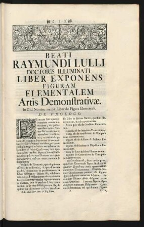 Beati Raymundi Lulli Doctoris Illuminati Liber Exponens Figuram Elementalem Artis Demonstrativae