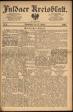 Erste Ausgabe vom Donnerstag, den 20. Januar 1898.